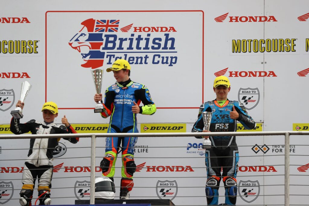 Wilson Racing James Cook podium British Talent Cup Donington national 2021