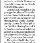 12 March 2020 Derbyshire Times Wilson Racing